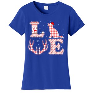 Border Collie Dog Xmas Red Plaid Reindeer Ugly Christmas Gift Women's T-Shirt