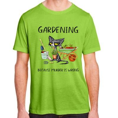 Black Cat Do Gardening Because Murder Is Wrong Adult ChromaSoft Performance T-Shirt