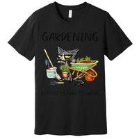 Black Cat Do Gardening Because Murder Is Wrong Premium T-Shirt