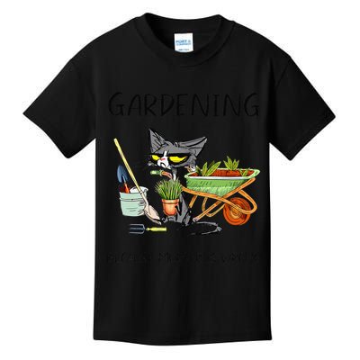 Black Cat Do Gardening Because Murder Is Wrong Kids T-Shirt