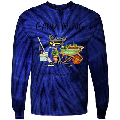 Black Cat Do Gardening Because Murder Is Wrong Tie-Dye Long Sleeve Shirt