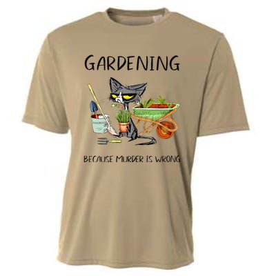 Black Cat Do Gardening Because Murder Is Wrong Cooling Performance Crew T-Shirt