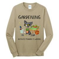 Black Cat Do Gardening Because Murder Is Wrong Tall Long Sleeve T-Shirt