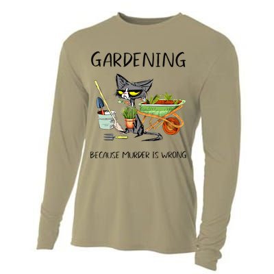 Black Cat Do Gardening Because Murder Is Wrong Cooling Performance Long Sleeve Crew