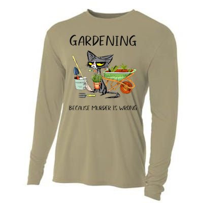 Black Cat Do Gardening Because Murder Is Wrong Cooling Performance Long Sleeve Crew