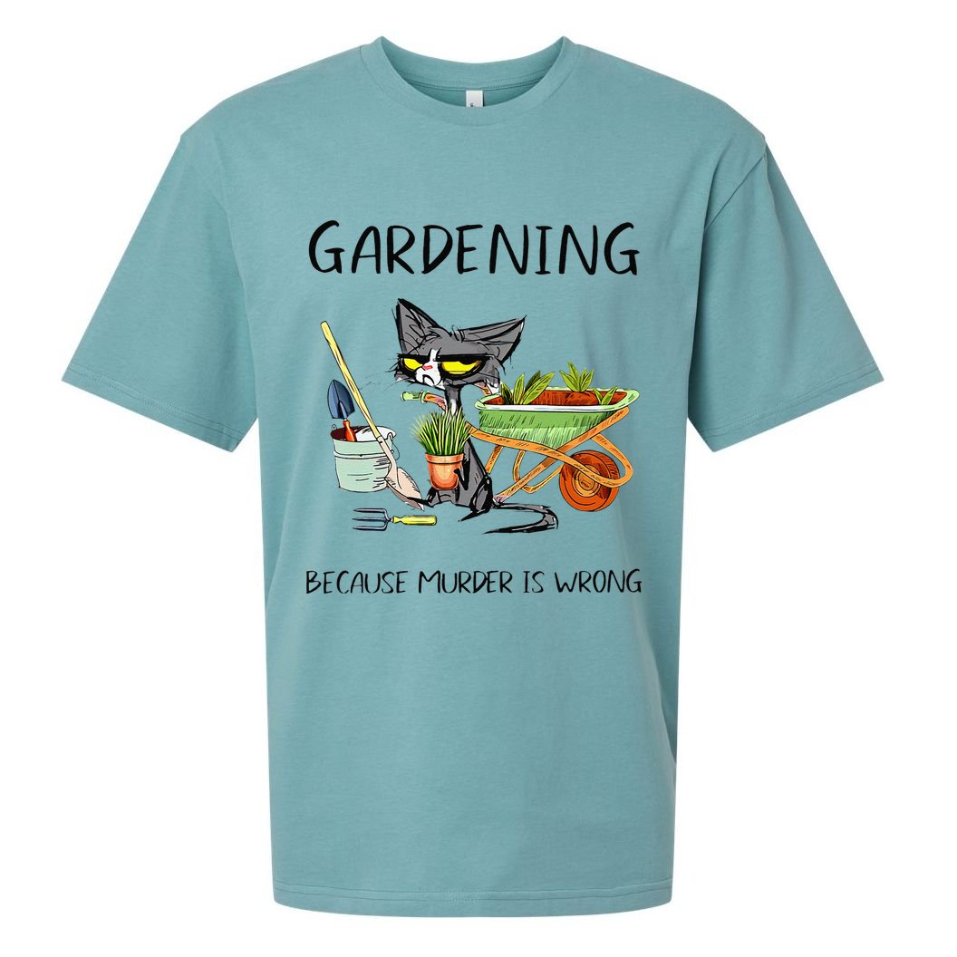 Black Cat Do Gardening Because Murder Is Wrong Sueded Cloud Jersey T-Shirt