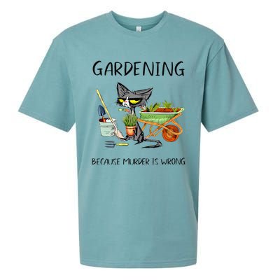 Black Cat Do Gardening Because Murder Is Wrong Sueded Cloud Jersey T-Shirt