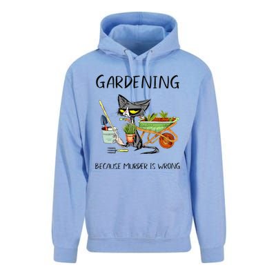 Black Cat Do Gardening Because Murder Is Wrong Unisex Surf Hoodie