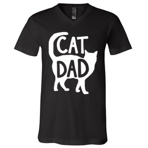 Best Cat Dad Fathers Day Kitty Daddy Papa Christmas V-Neck T-Shirt