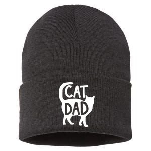 Best Cat Dad Fathers Day Kitty Daddy Papa Christmas Sustainable Knit Beanie