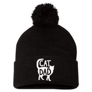 Best Cat Dad Fathers Day Kitty Daddy Papa Christmas Pom Pom 12in Knit Beanie