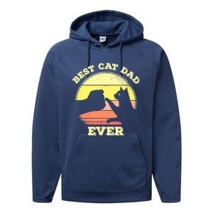 Best Cat Dad Ever Cute Cat Lover Performance Fleece Hoodie