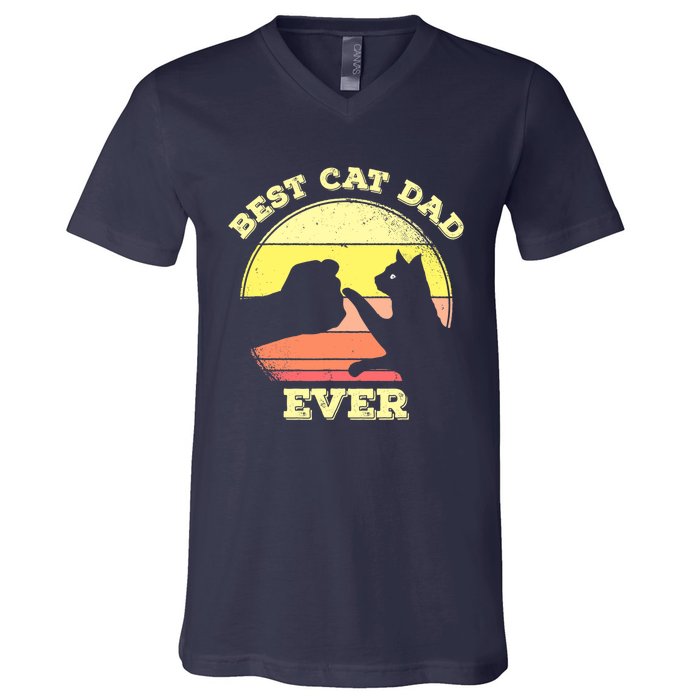 Best Cat Dad Ever Cute Cat Lover V-Neck T-Shirt