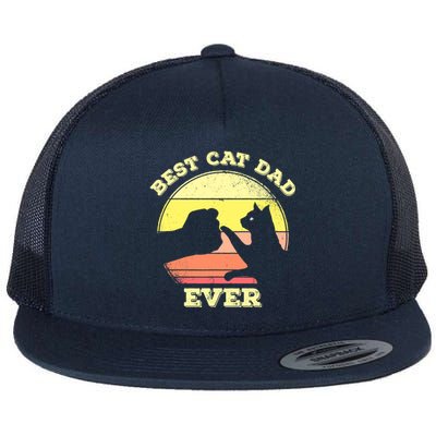 Best Cat Dad Ever Cute Cat Lover Flat Bill Trucker Hat