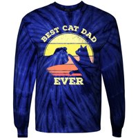 Best Cat Dad Ever Cute Cat Lover Tie-Dye Long Sleeve Shirt