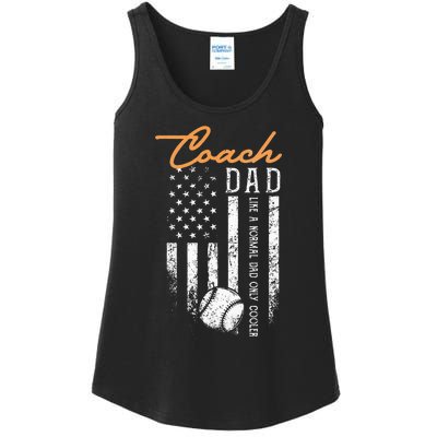 Baseball Coach Dad Like A Normal Dad Only Cooler USA Flag Ladies Essential Tank