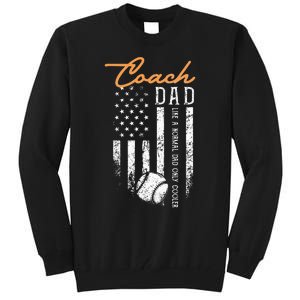 Baseball Coach Dad Like A Normal Dad Only Cooler USA Flag Tall Sweatshirt