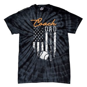 Baseball Coach Dad Like A Normal Dad Only Cooler USA Flag Tie-Dye T-Shirt