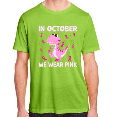 Breast Cancer Dinosaur In October We Wear Pink Boys Adult ChromaSoft Performance T-Shirt