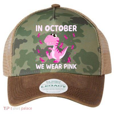 Breast Cancer Dinosaur In October We Wear Pink Boys Legacy Tie Dye Trucker Hat