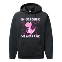 Breast Cancer Dinosaur In October We Wear Pink Boys Performance Fleece Hoodie