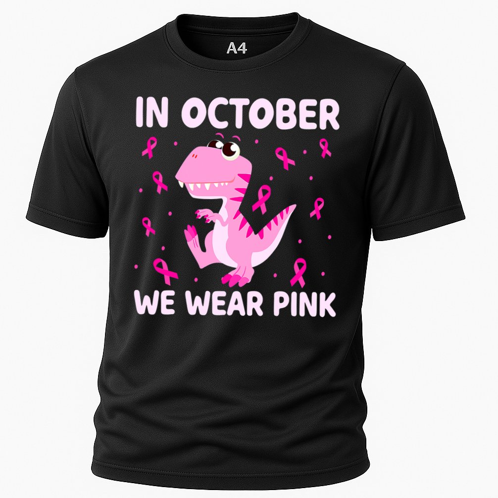Breast Cancer Dinosaur In October We Wear Pink Boys Cooling Performance Crew T-Shirt