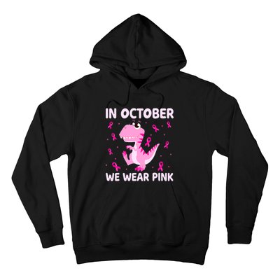 Breast Cancer Dinosaur In October We Wear Pink Boys Hoodie