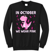 Breast Cancer Dinosaur In October We Wear Pink Boys Sweatshirt