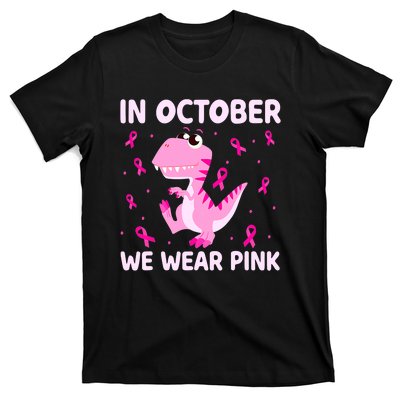 Breast Cancer Dinosaur In October We Wear Pink Boys T-Shirt