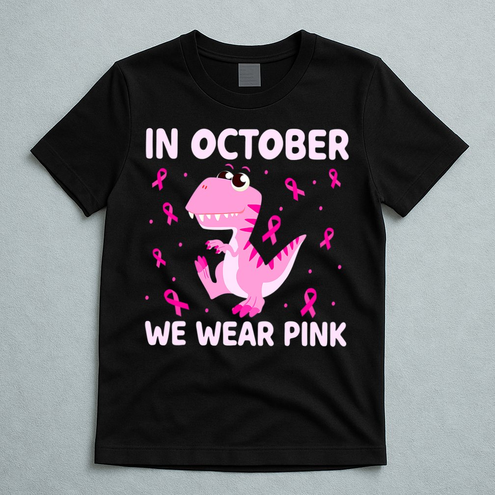 Breast Cancer Dinosaur In October We Wear Pink Boys T-Shirt