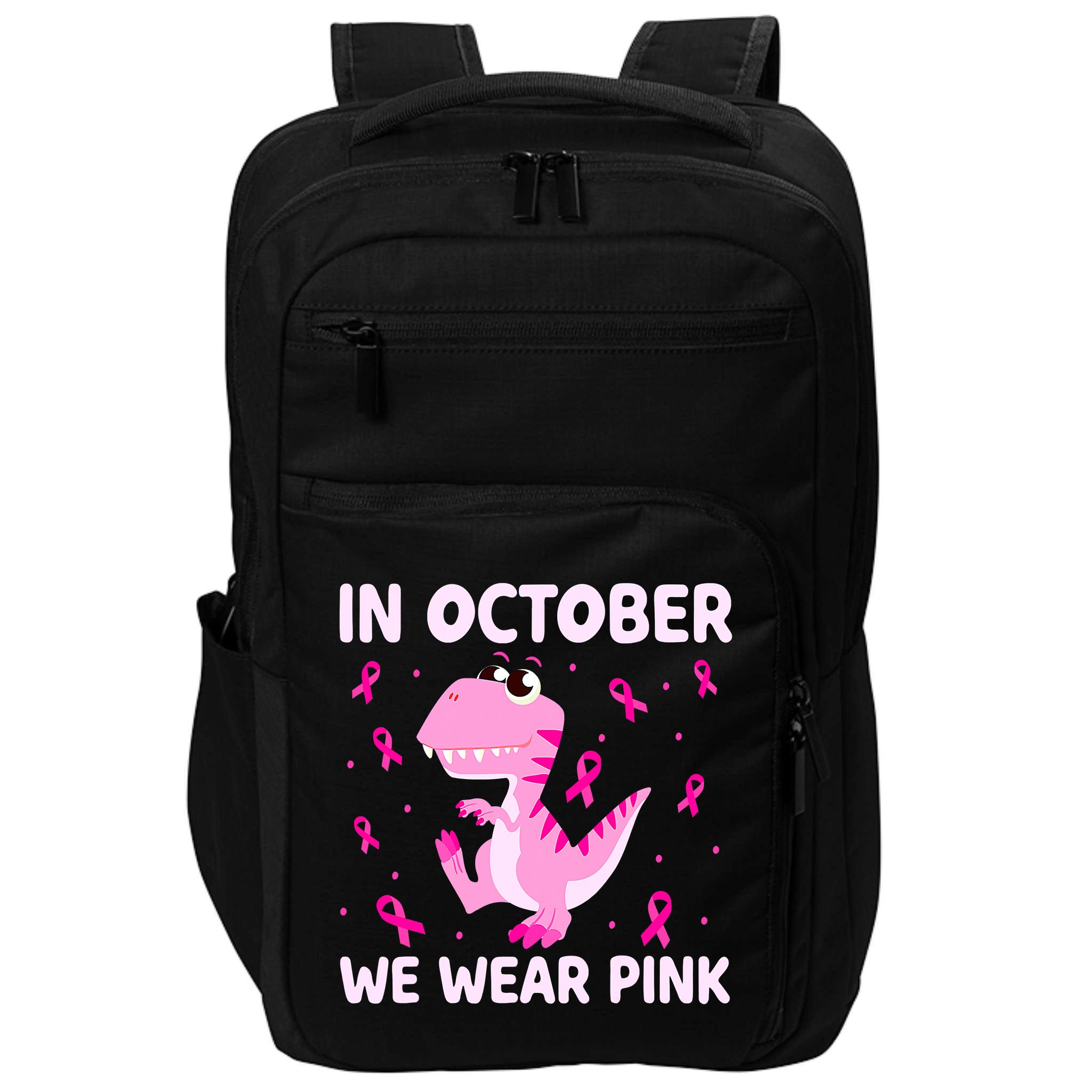Breast Cancer Dinosaur In October We Wear Pink Boys Impact Tech Backpack