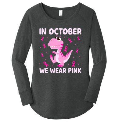 Breast Cancer Dinosaur In October We Wear Pink Boys Women's Perfect Tri Tunic Long Sleeve Shirt