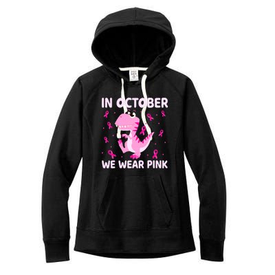 Breast Cancer Dinosaur In October We Wear Pink Boys Women's Fleece Hoodie