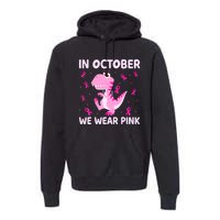 Breast Cancer Dinosaur In October We Wear Pink Boys Premium Hoodie