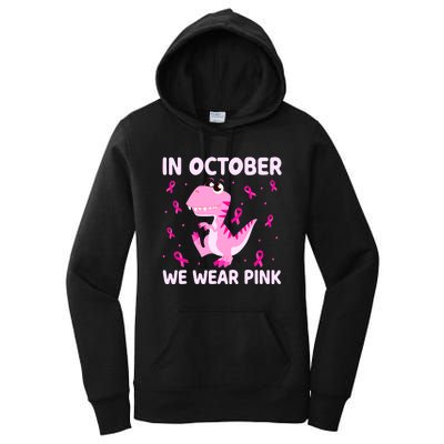 Breast Cancer Dinosaur In October We Wear Pink Boys Women's Pullover Hoodie