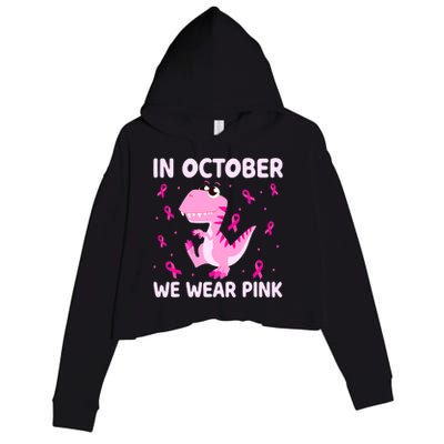 Breast Cancer Dinosaur In October We Wear Pink Boys Crop Fleece Hoodie