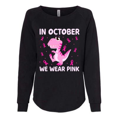 Breast Cancer Dinosaur In October We Wear Pink Boys Womens California Wash Sweatshirt