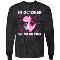 Breast Cancer Dinosaur In October We Wear Pink Boys Tie-Dye Long Sleeve Shirt