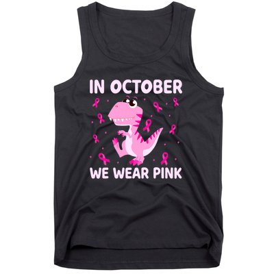 Breast Cancer Dinosaur In October We Wear Pink Boys Tank Top