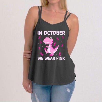 Breast Cancer Dinosaur In October We Wear Pink Boys Women's Strappy Tank