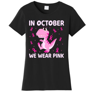 Breast Cancer Dinosaur In October We Wear Pink Boys Women's T-Shirt