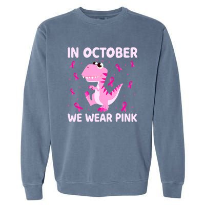 Breast Cancer Dinosaur In October We Wear Pink Boys Garment-Dyed Sweatshirt