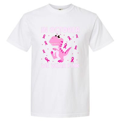 Breast Cancer Dinosaur In October We Wear Pink Boys Garment-Dyed Heavyweight T-Shirt