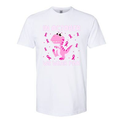 Breast Cancer Dinosaur In October We Wear Pink Boys Softstyle CVC T-Shirt