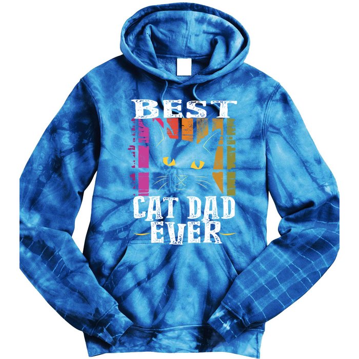 Best Cat Dad Ever Vintage Gift Tie Dye Hoodie