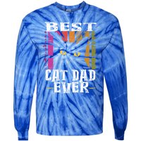 Best Cat Dad Ever Vintage Gift Tie-Dye Long Sleeve Shirt