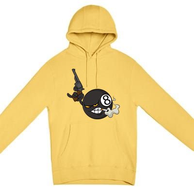 Billiard Cartoon Drawing Ball Pool Players Gift Meaningful Gift Premium Pullover Hoodie