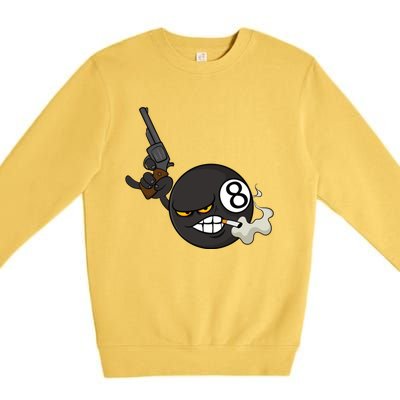 Billiard Cartoon Drawing Ball Pool Players Gift Meaningful Gift Premium Crewneck Sweatshirt