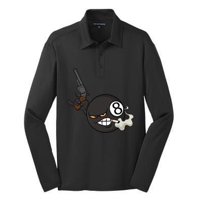 Billiard Cartoon Drawing Ball Pool Players Gift Meaningful Gift Silk Touch Performance Long Sleeve Polo