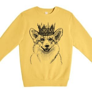 British Corgi Dog Queen Crown Queens Platinum Jubilee Women Premium Crewneck Sweatshirt